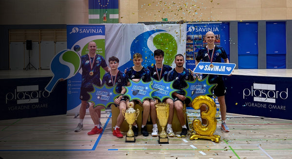Ekipa NTK Savinja Plasard po osvojitvi tretjega zaporednega naslova državnih prvakov Slovenije v namiznem tenisu.